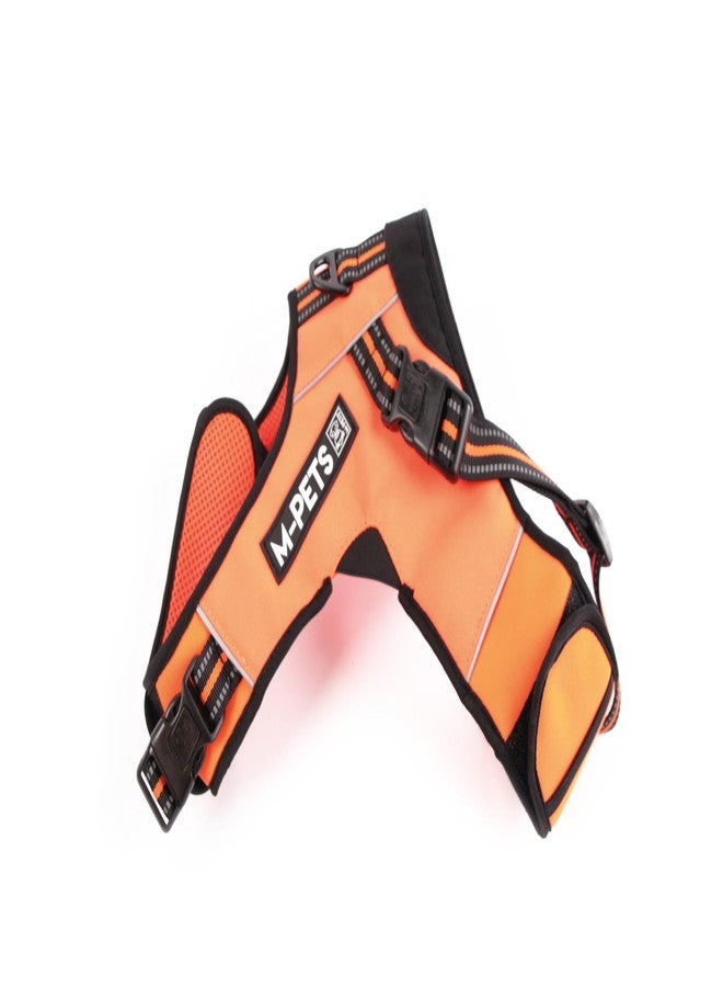 أم-بيتس حزام صدر مثلث الشكل للكلاب من إم-بيتس، مصنوع من قماش متين مقاوم للماء، يسمح بمرور الهواء، مزود بشريطين عاكسين، يوفر ملاءمة آمنة ومريحة للمشي في الهواء الطلق، حزام مثالي للرحلات والتخييم، برتقالي، كبير - Image 3